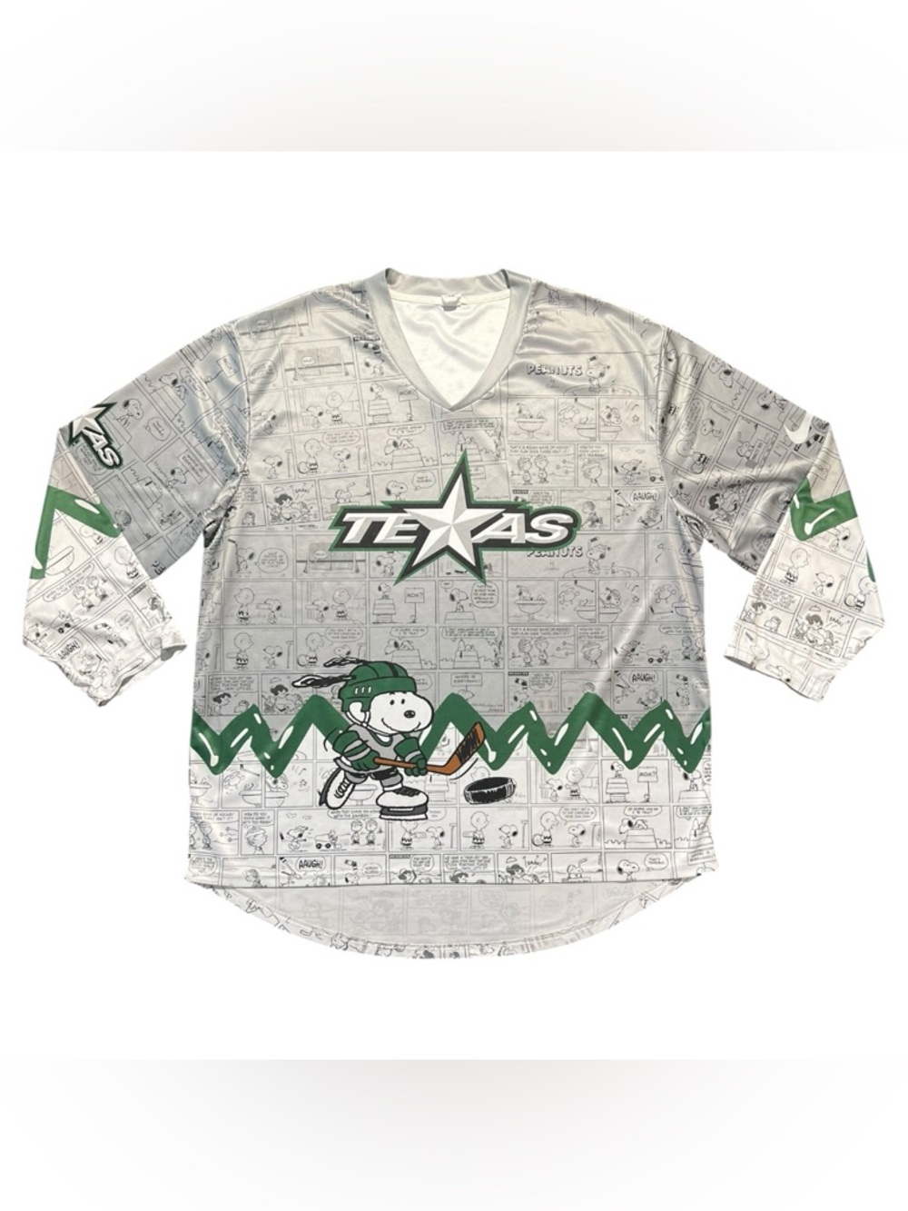Texas Stars Snoopy Peanuts Newspaper AOP Hockey Jersey
